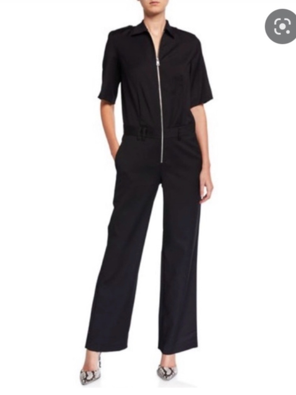 Zadig & Voltaire Black Short-Sleeve 100% wool Zip-Front Jumpsuit